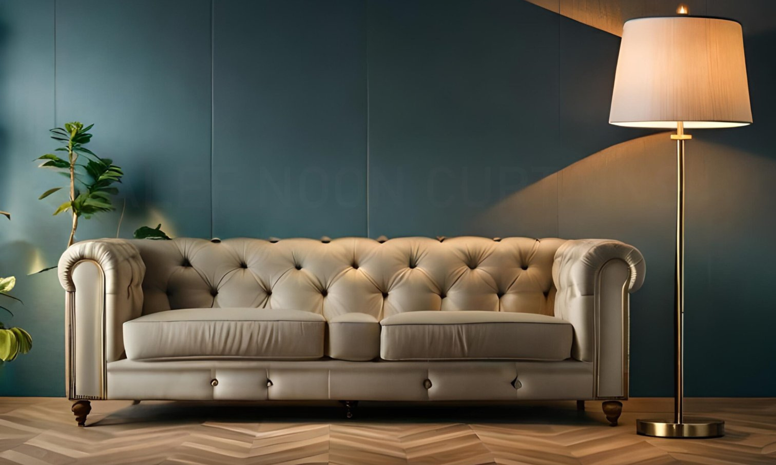white leather sofa in Dubai living room