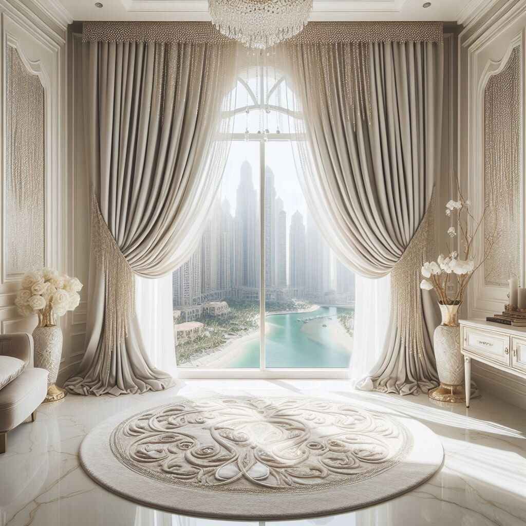 luxury curtains Dubai with swarovski crystals