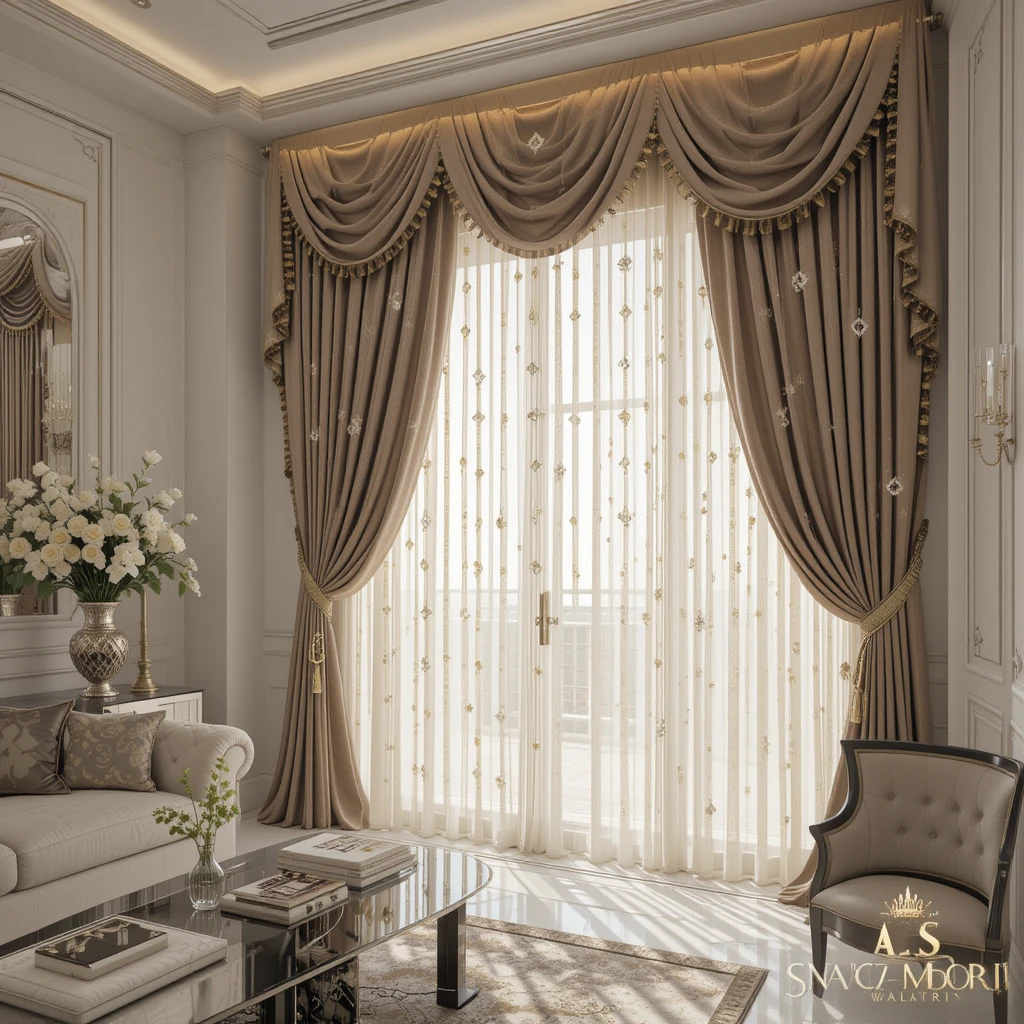 luxury curtains Dubai with Swarovski crystals