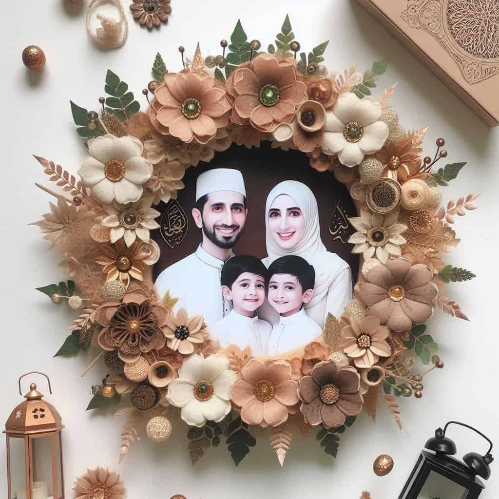 Eid decorations wreath with family photo