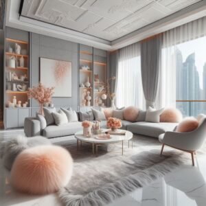 Dubai living room Peach fuzz theme