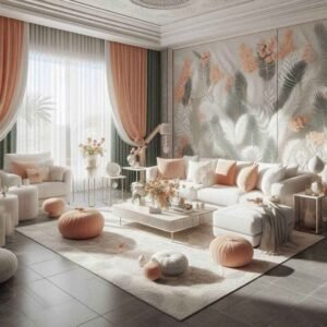 Dubai living room peach fuzz home decor