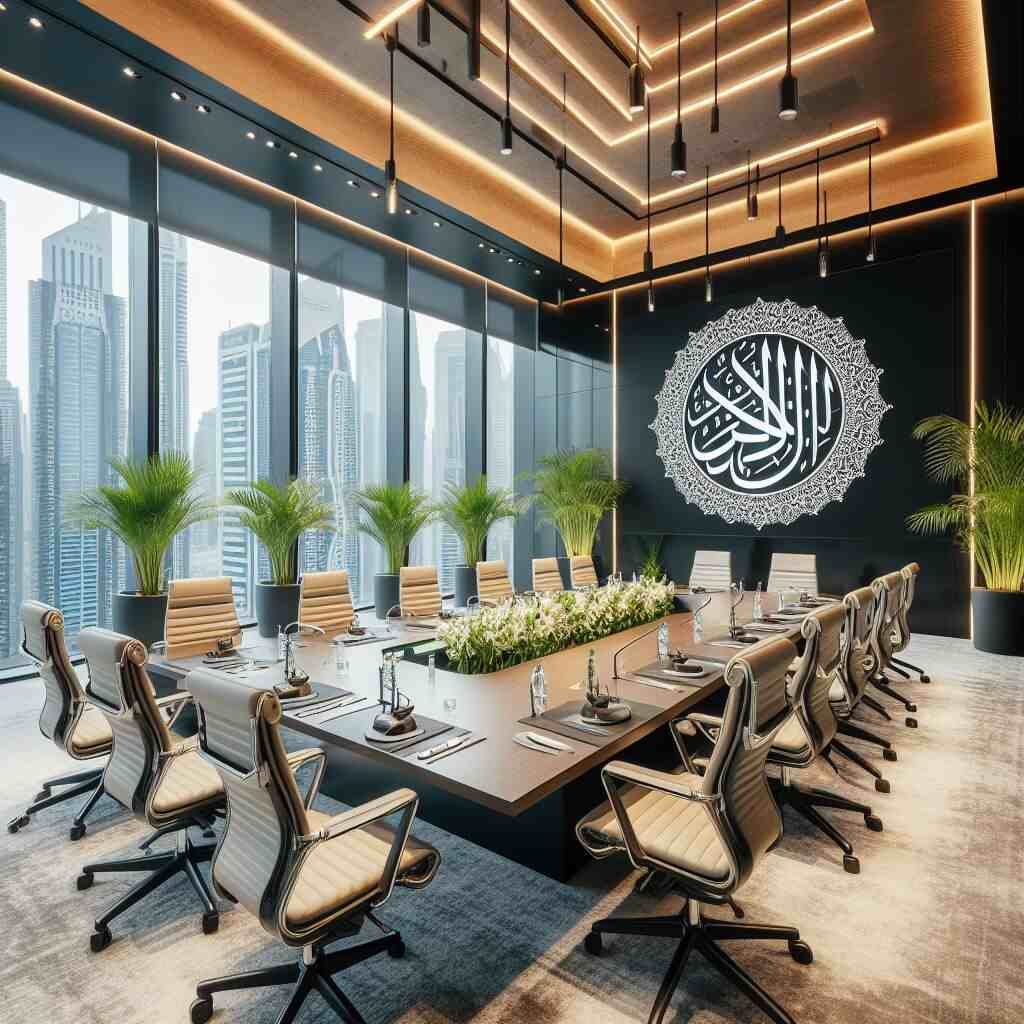Dubai conference room with arabic calligraphy