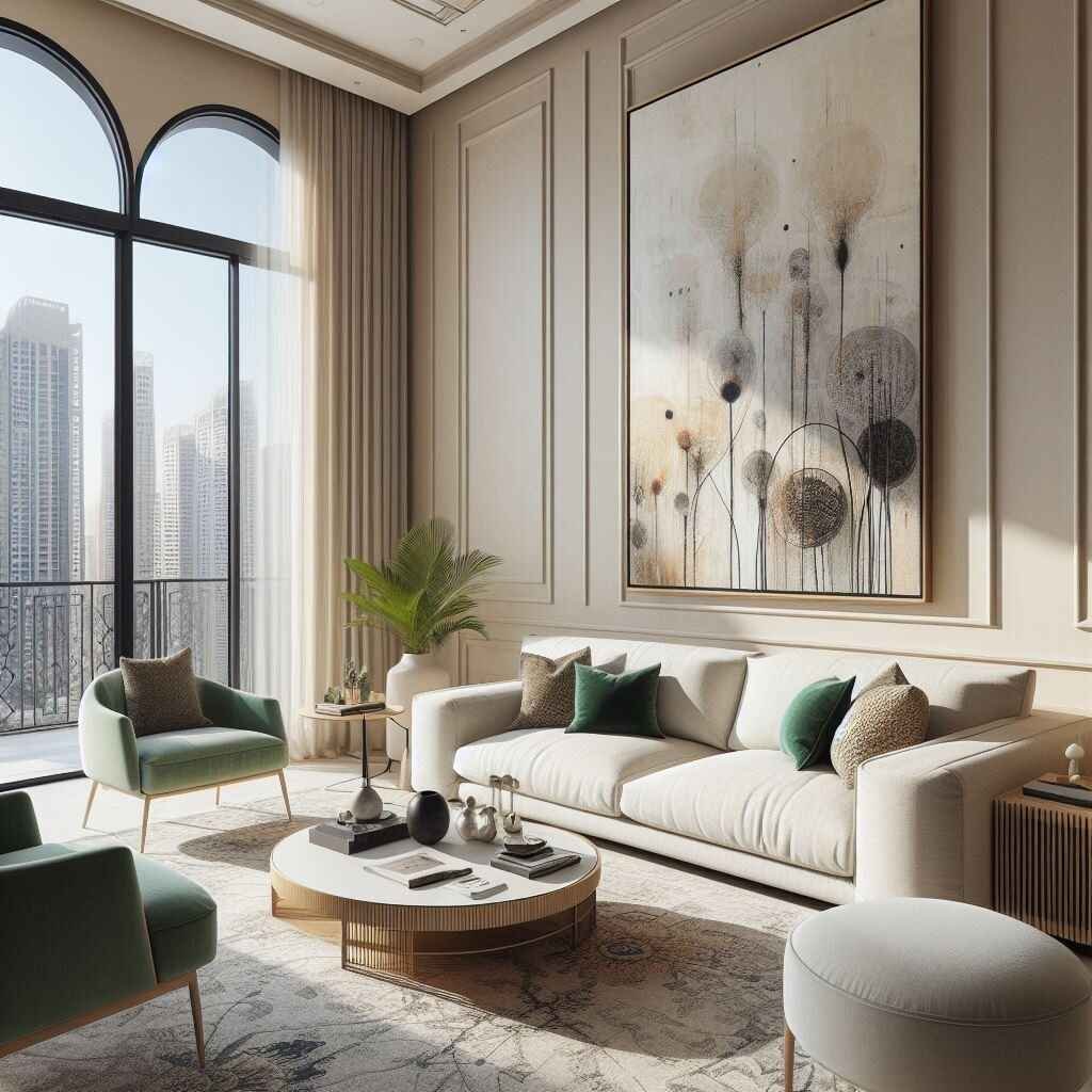 olive green Dubai living room