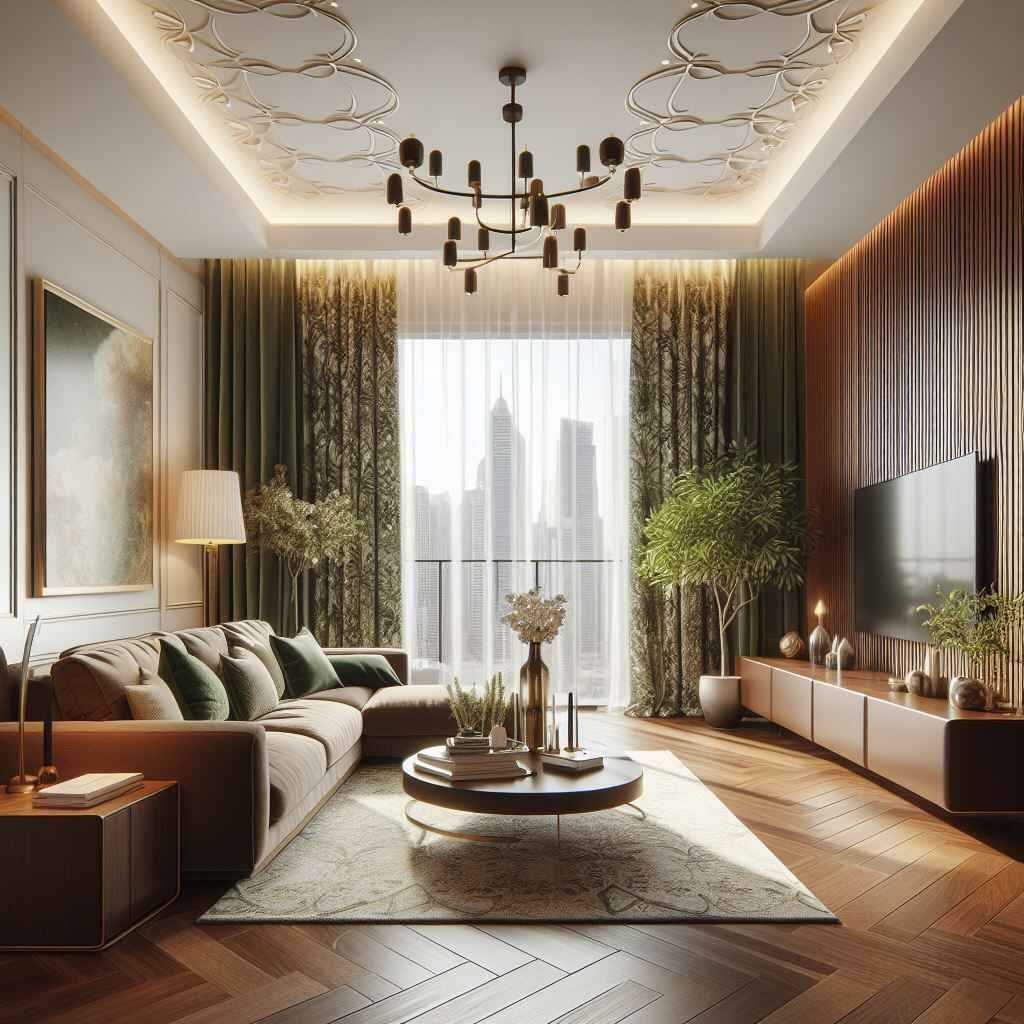 olive green Dubai living room