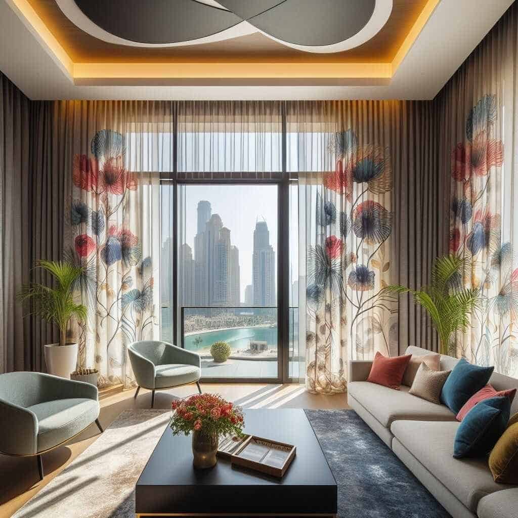 Sheer curtains in Dubai home