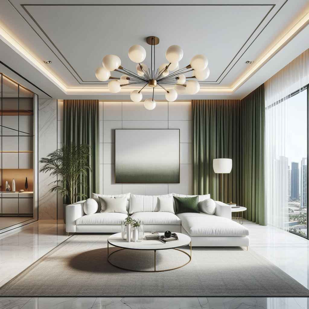 olive green Dubai living room