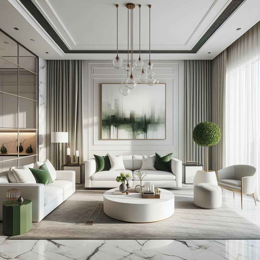 olive green Dubai living room