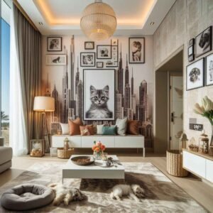 pet-friendly living room in Dubai home