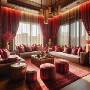 Textile trend in Home design red textile and furniture 