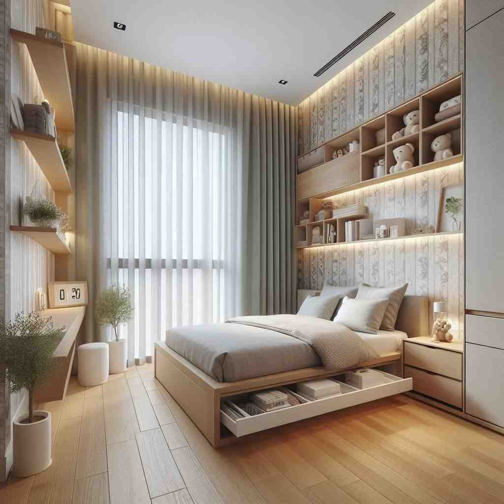 Small room design bedroom smart storage in bed