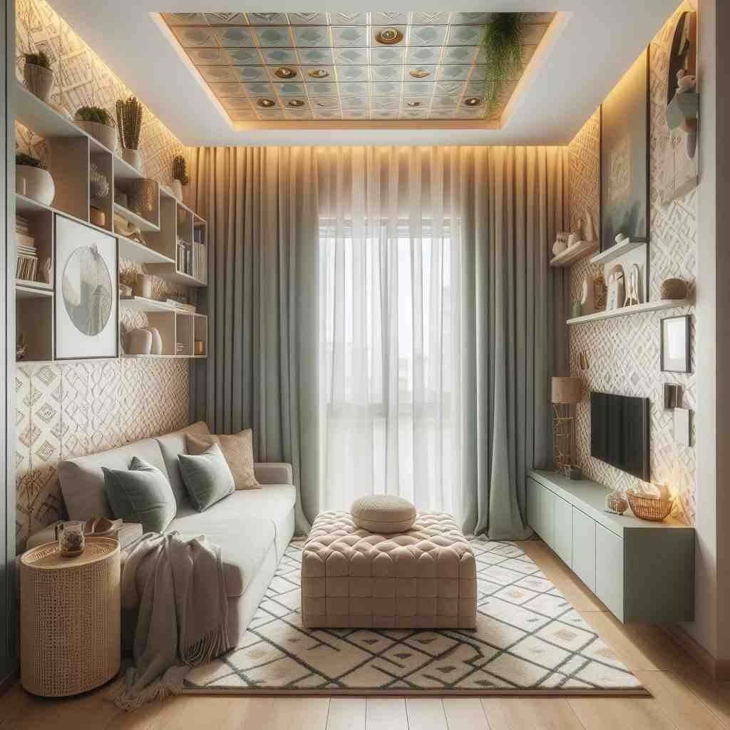 Small room design white sofa 