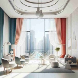 Curtains matching wall color in Dubai home