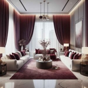 blackout curtains Dubai in burgundy color