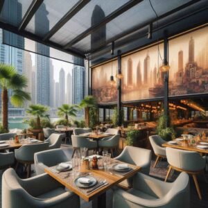 outdoor blinds in Dubai restaurant