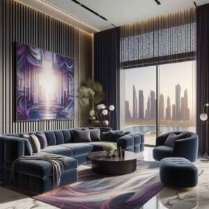 curtains and blinds in Dubai living room 