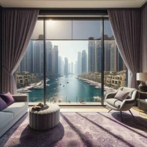 curtains and blinds in Dubai living room 