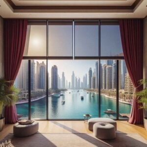 curtains and blinds in Dubai living room 