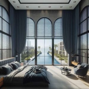 curtains and blinds in Dubai living room 