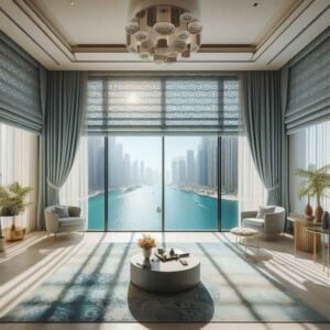 curtains and blinds in Dubai living room 