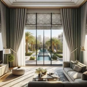 curtains and blinds in Dubai living room 