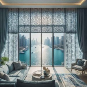 curtains and blinds in Dubai living room 