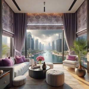 curtains and blinds in Dubai living room 