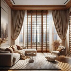 curtains and blinds in Dubai living room 