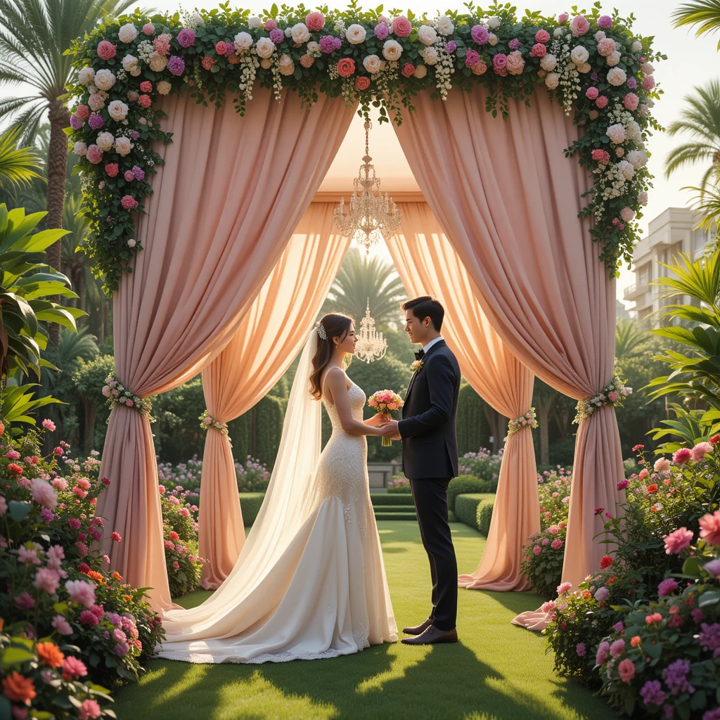 wedding in Dubai garden decorative silk curtains